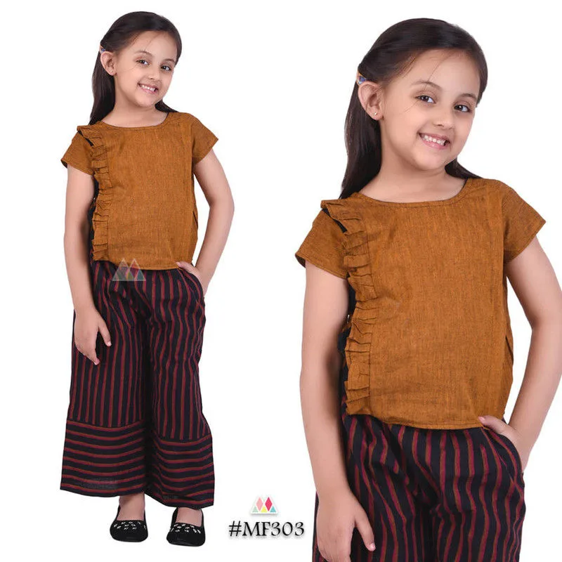 Mustard Top And Lining Pant Kids Combo
