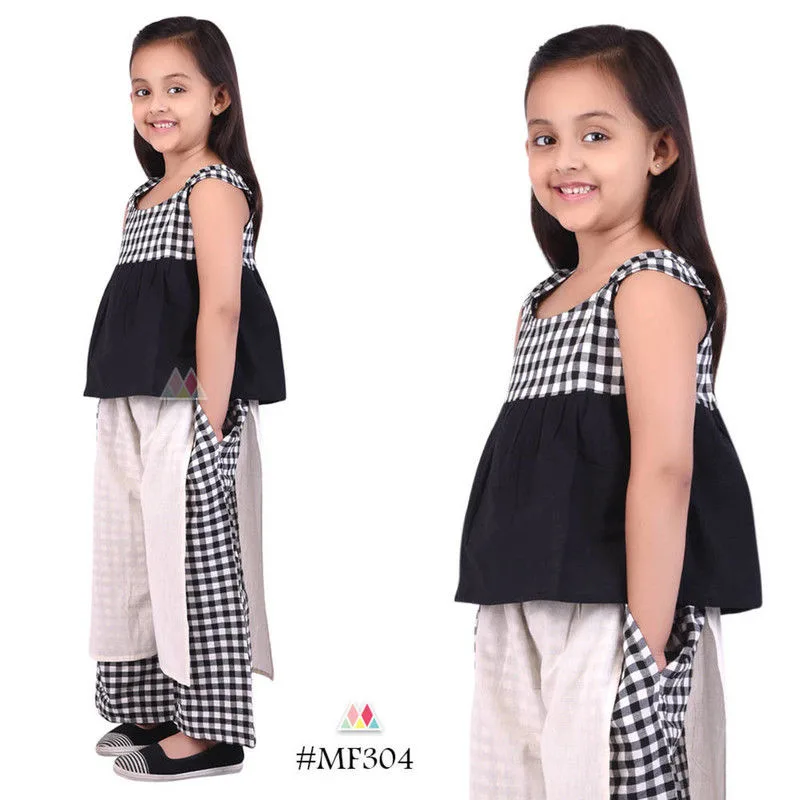 Black and White Kids Top And Bottom Set