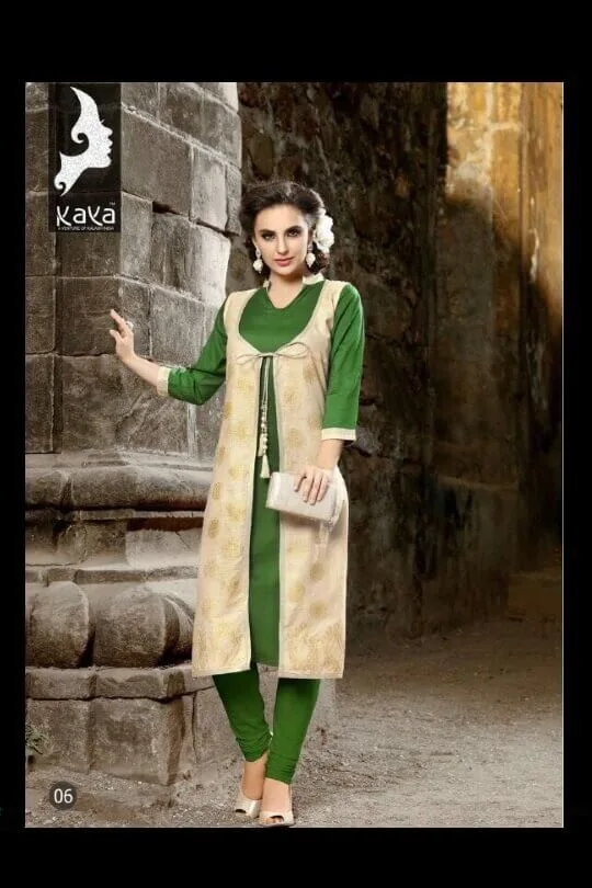Kaya Golden Green Designer Kurti Set