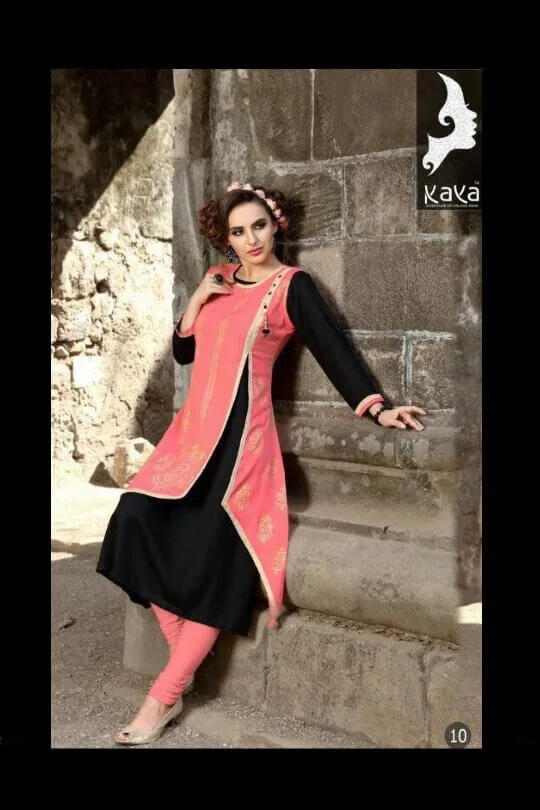 Kaya Pink Black Designer Kurti Set