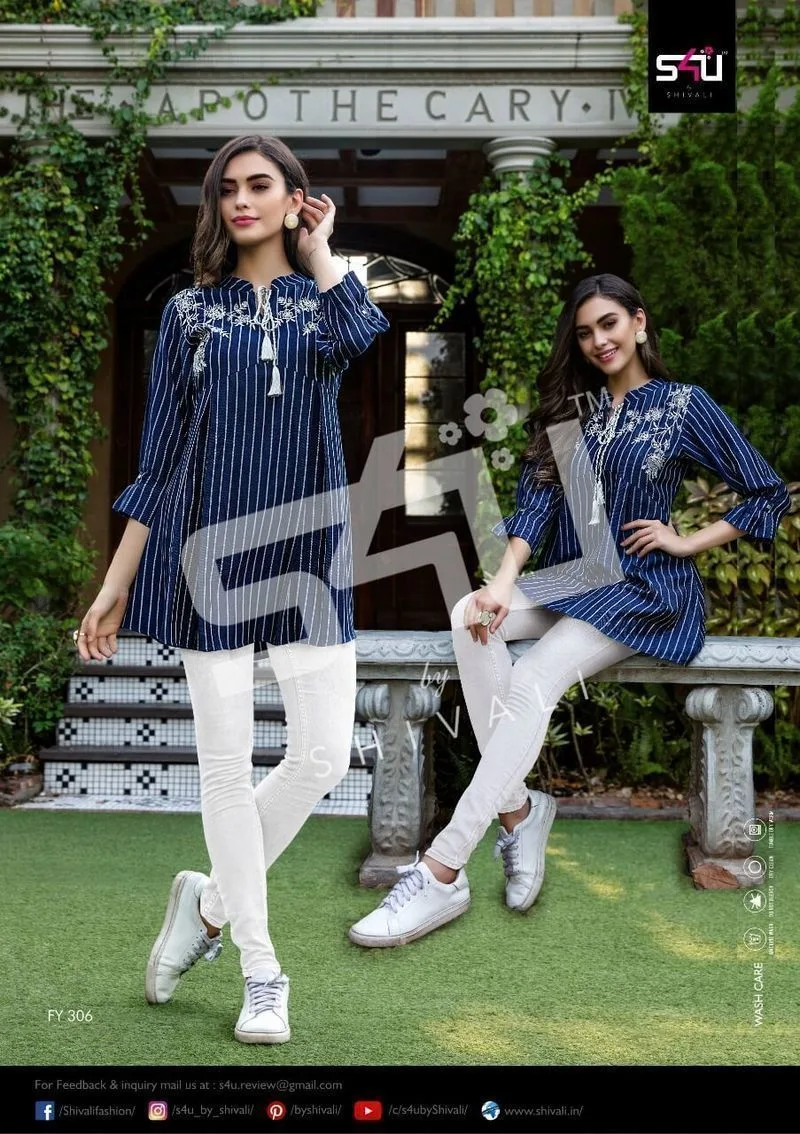 S4U Blue Designer Kurti Top