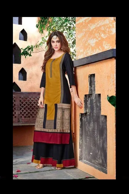 S4U Womaniya Yellow Ochre Kurta with Beautiful Skirt