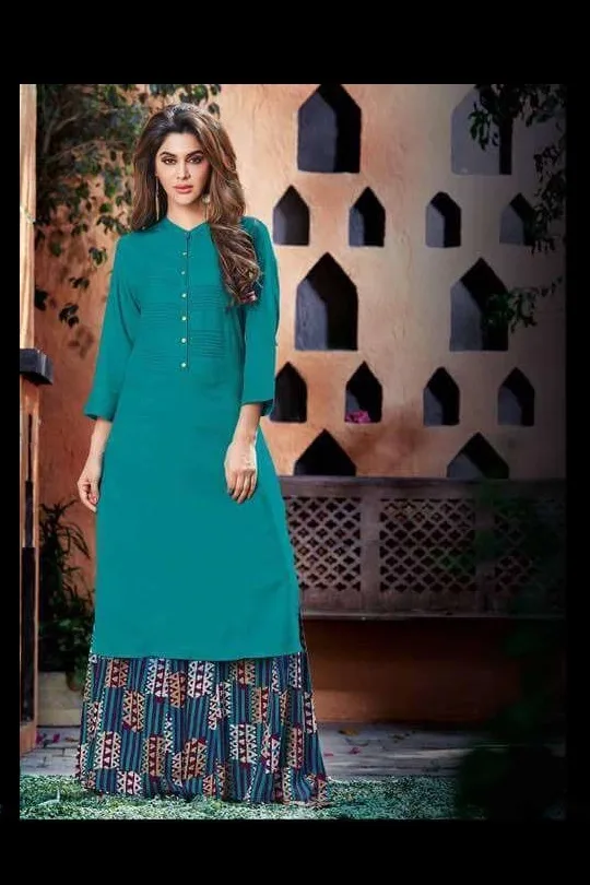 S4U Womaniya Green Kurta with Palazzo Set