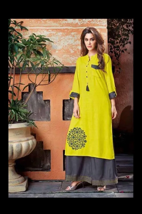 S4U Womaniya Yellow Kurta with Palazzo Set